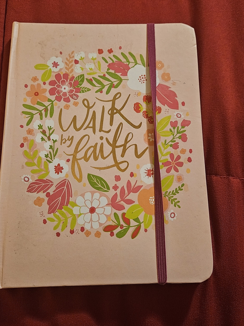 Walk by Faith Floral Pink Journal with Elastic Closure
